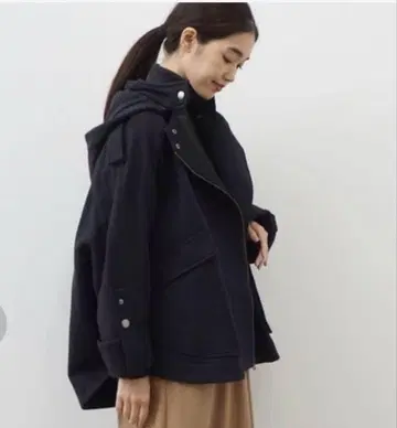 [ 헤렌시아 HERENCIA ] 밀리터리 돌먼 슬리브 블루종 판초 블랙