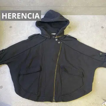 [ 헤렌시아 HERENCIA ] 밀리터리 돌먼 슬리브 블루종 판초 블랙