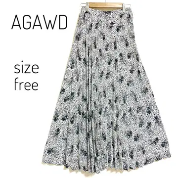 AGAWD 아가우드 총 꽃무늬 플리츠 롱 스커트 사이즈 프리
