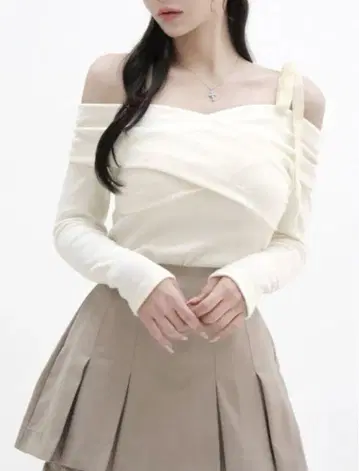 yilon shoulder ribbon knitsew white
