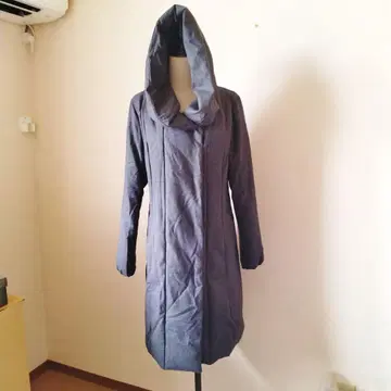 자유구 후드 부착 롱 기장 다운 자켓 그레이 40