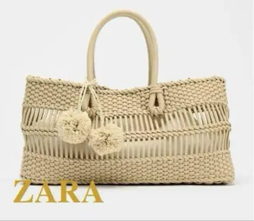 택 포함 새상품 ZARA 뜨개질 핸드백 베이지색 완판템