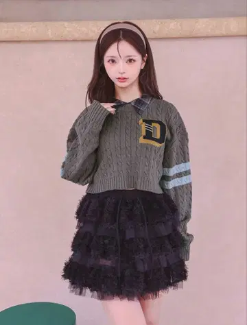 미개봉 새상품 Darich 칼리지 와펜 숏 니트탑