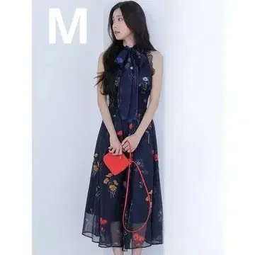 [새상품] snidel 백리본 쉬폰 원피스 네이비 사이즈1