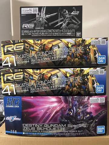 RG 아카츠키 건담 x 2개 HG 데스티니 제우스 시라누이 팩