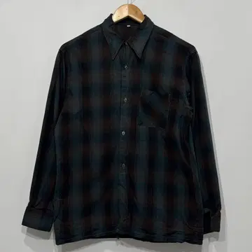 새상품급 70s 옴브레 체크 패턴 셔츠 vintage 빈티지