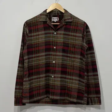 새상품급 50s 60s vintage 오픈 카라 박스 체크 셔츠