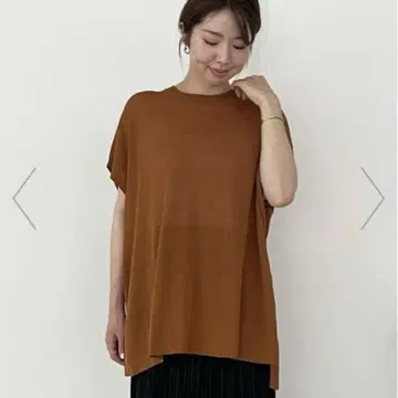 안피로 [세탁 가능 접촉 냉감] 프로스티 코튼 오버 니트 S 카멜