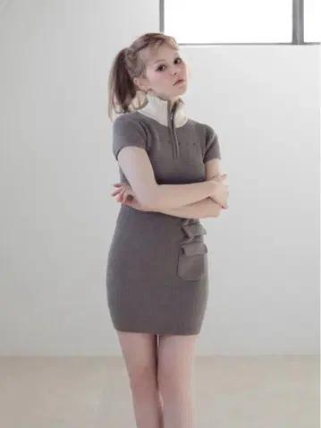 andmary Leila knit mini dress gray