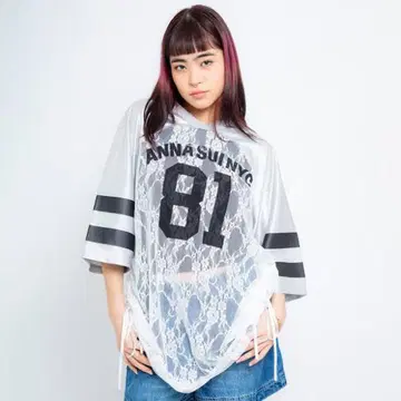ANNASUI NYC 레이스 절개 게임 셔츠