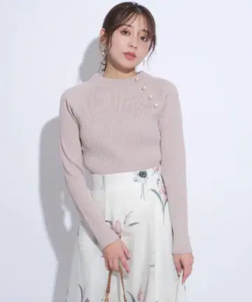 JUSGLITTY 사이드 펄 와이드 리브 니트