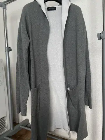 후드 부착 그레이 가디건
