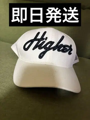 Higher 자수 로고 화이트 캡 골프 스트릿 패션 y2k