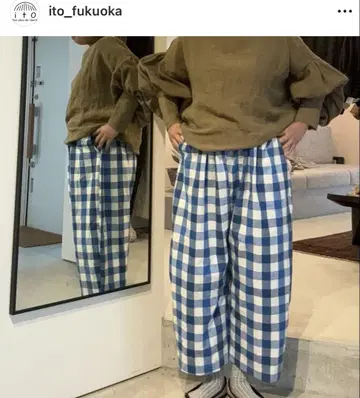 ito fukuoka gom pants 블루 체크