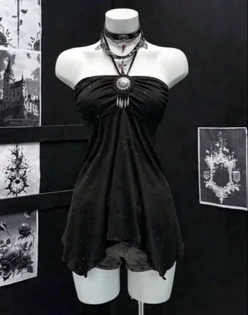 y2k 그런지 블랙 튜브탑