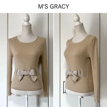 [ 새상품급 ] M's GRACY 허리 리본 포함 리브 니트