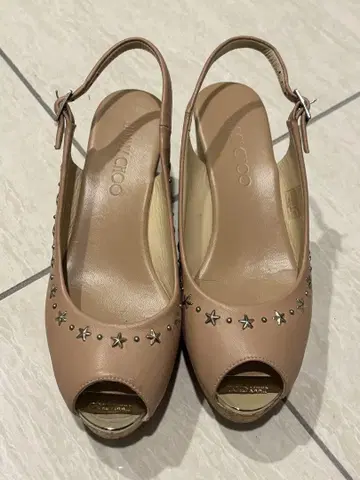 JIMMY CHOO 지미추 가죽 웨지솔 샌들