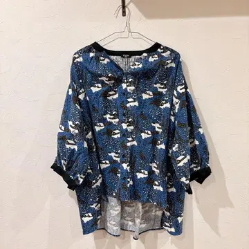 Marble SUD 설경 프린트 칠부 소매 튜닉