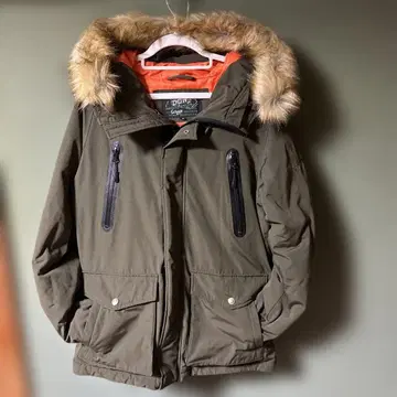 schott 올리브색 퍼 후드티