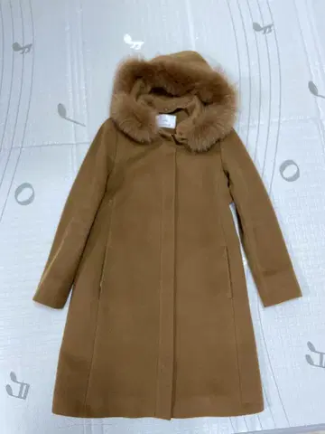 INED 울 코트 카멜 후드 탈부착
