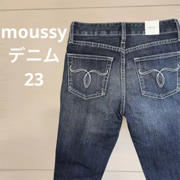 미사용 새상품 moussy 스키니 데님 23 화이트 스티치