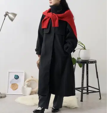 울 롱 코트 블랙 프릭스스토어