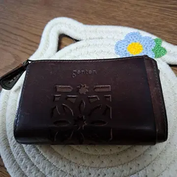 genhen 컷워크 가죽 코인 케이스