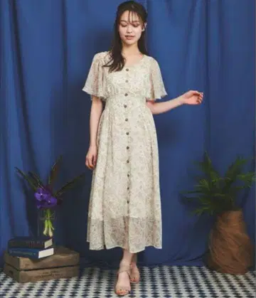 노엘라 페이즐리 무늬 플레어 롱 원피스
