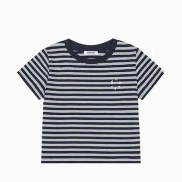 OHESHIO STRIPE LOGO CROP T-SHIRT, GRAY