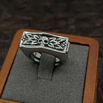 빈티지 실버 스컬 해골 수납 반지 10호 각인