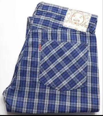 새상품급!? evisu #5500 체크 데님 팬츠 yamane 도락