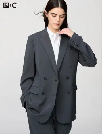 UNIQLO:C 감동 더블 자켓 릴랙스 핏 다크 그레이 XXL