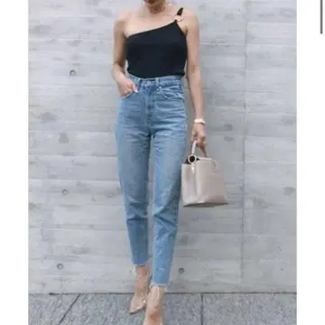 vicente 나츠미 블랙 라이트 블루 스트레이트 데님 팬츠