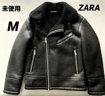 미사용 ZARA 자라 라이더 페이크 무스탕 보아 가죽 자켓 블랙 M