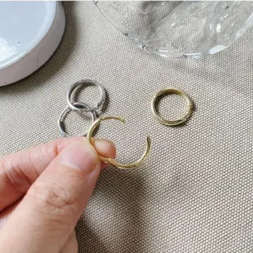 ARC Pierce K 후프 귀걸이 2 커플 세트 실버