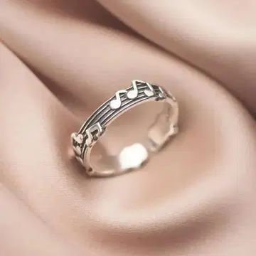 141C [음표] 악보 이 실버 프리 반지 음악 연주 925 은
