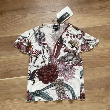 새상품 Just Cavalli 레이온 보타니컬 티셔츠