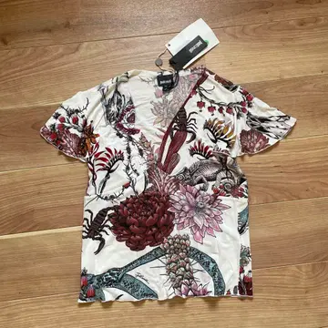 새상품 Just Cavalli 레이온 보타니컬 티셔츠