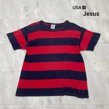 USA제 Jesus T셔츠 반팔 미국제 보더 스트릿 네이비