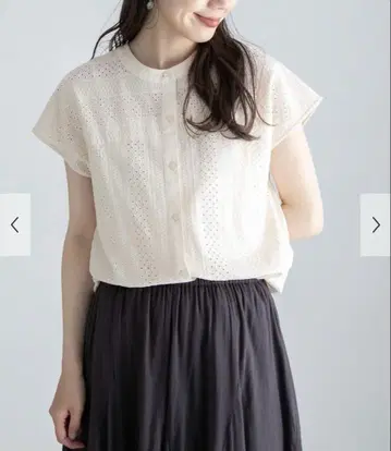 어반 리서치 써니 라벨 아이보리 밴드 카라 코튼 레이스 셔츠