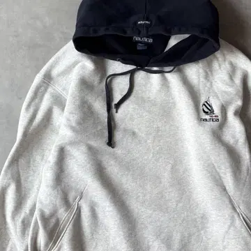 14041 NAUTICA 노티카 백 로고 자수 바이컬러 후드티