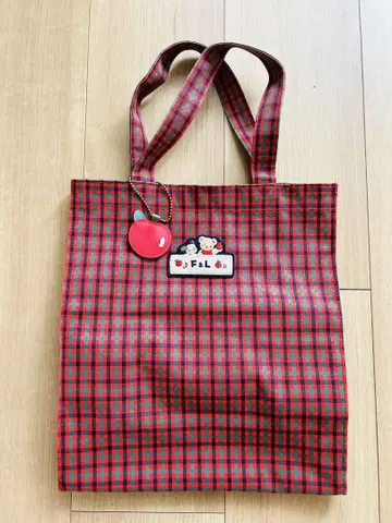 Familiar 패밀리아 토트백 대 빨간색 계열 체크