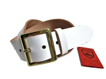 도치기 가죽 벨트 (화이트) 골드 도금 버클 40mm 폭 통가죽