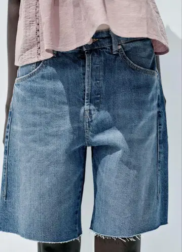 새상품 ZARA TRF 데님 버뮤다 팬츠, 벨트 루프, 미드 라이즈 36