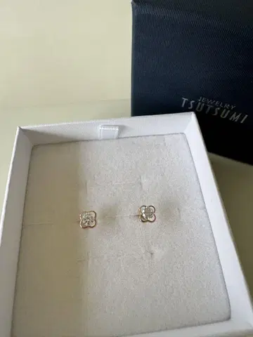 츠츠미 TSUTSUMI k10PG 꽃 모양 크리스탈 귀걸이