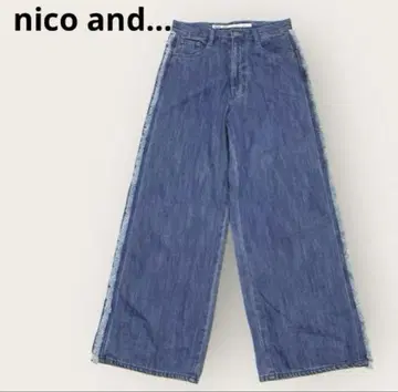 니코앤드 nico and - 사이드 프린지 와이드 데님 청바지 캐주얼