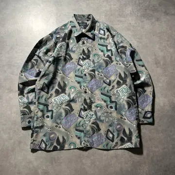 빈티지 올 패턴 바다 블루 레트로 패턴 디자인 셔츠
