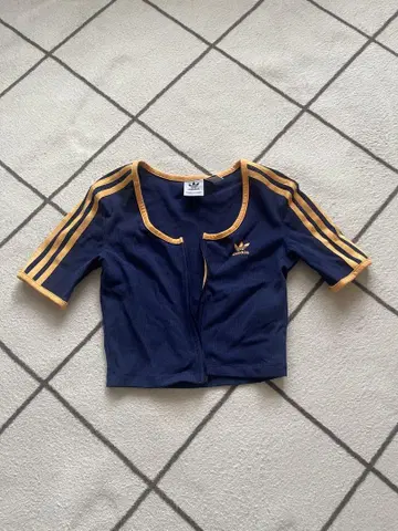 adidas original 리브 반팔 풀 집업 탑