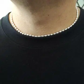레어 실버 925 타원형 계란형 볼체인 목걸이 45cm