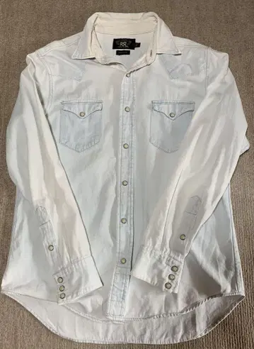 RRL 웨스턴 셔츠 화이트 데님 셔츠 100% 코튼 L